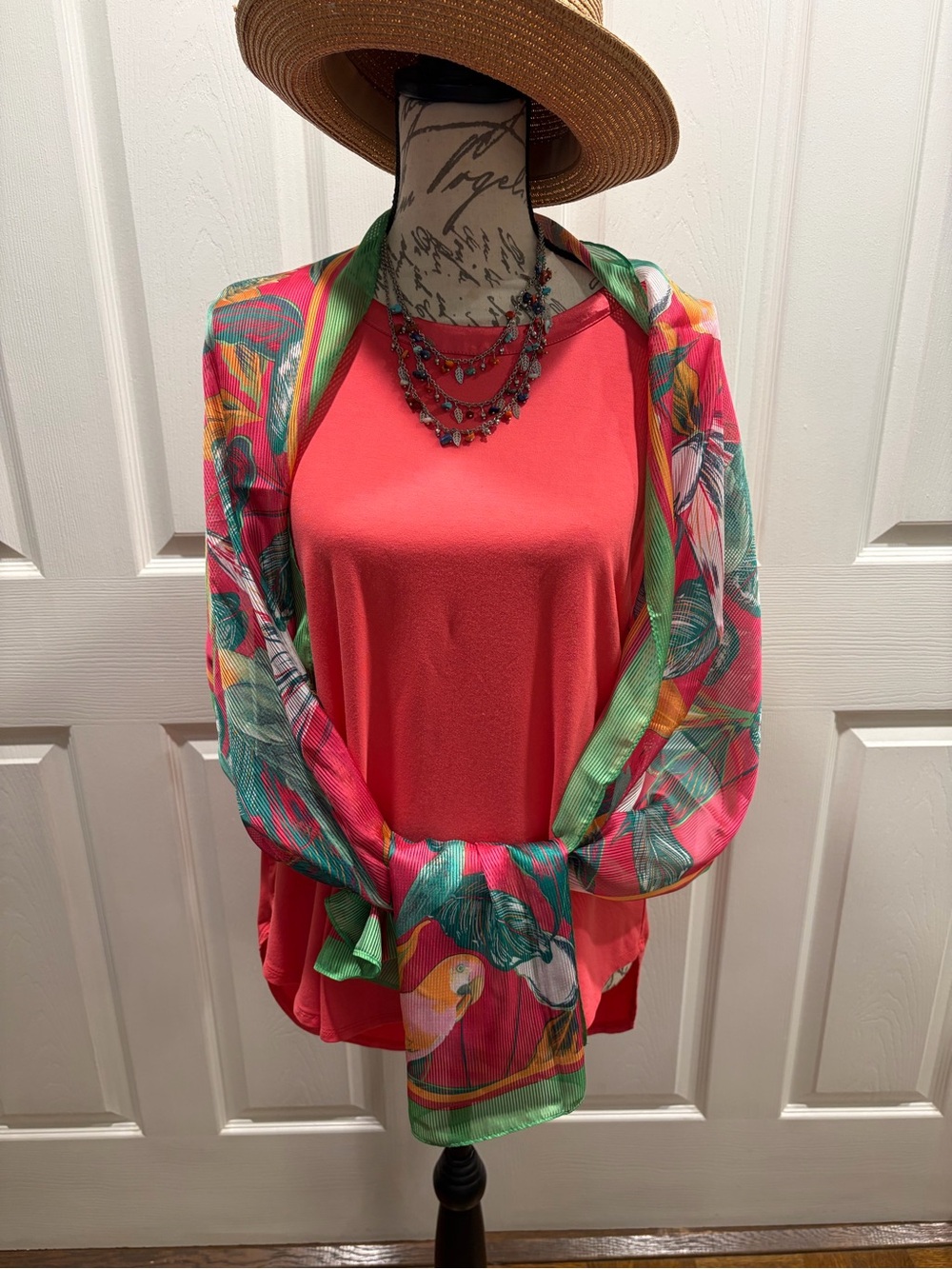 PREMISE Coral Pink Cap Sleeve Tunic